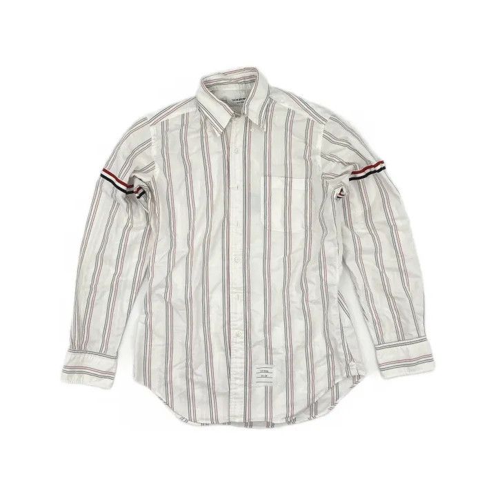 Thom Browne Thom Browne Striped Long Sleeve Shirt in White Size US M / EU 48-50 / 2 - 2 Thumbnail