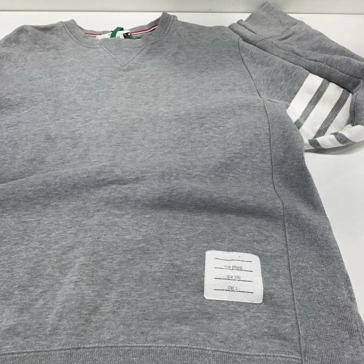 Thom Browne Thom Browne Classic Gray Sweatshirt with Stripe Detail Size US M / EU 48-50 / 2 - 9 Thumbnail