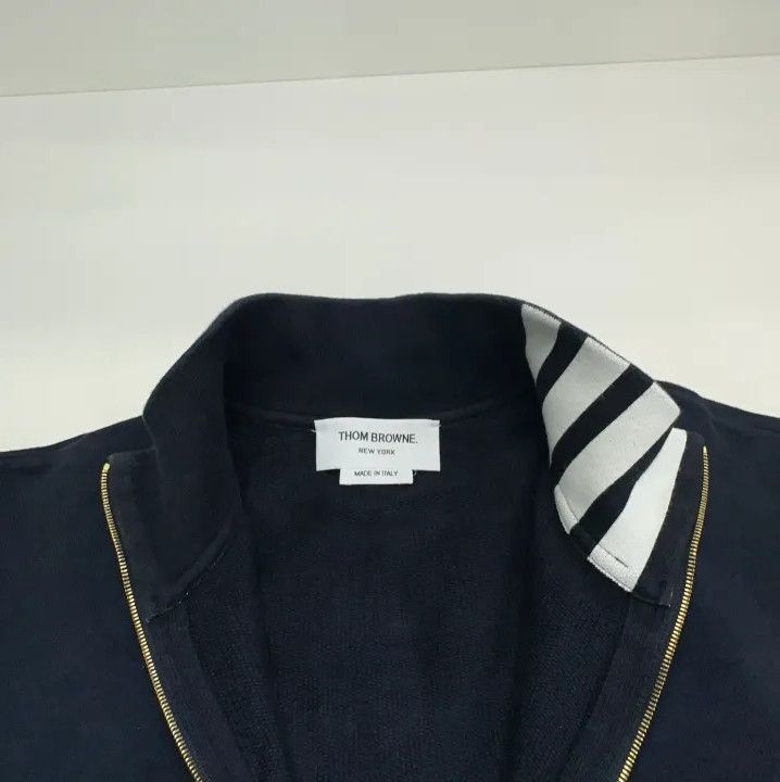 Thom Browne Thom Browne Blue Striped Half-Zip Sweatshirt Size US XXS / EU 40 - 8 Thumbnail
