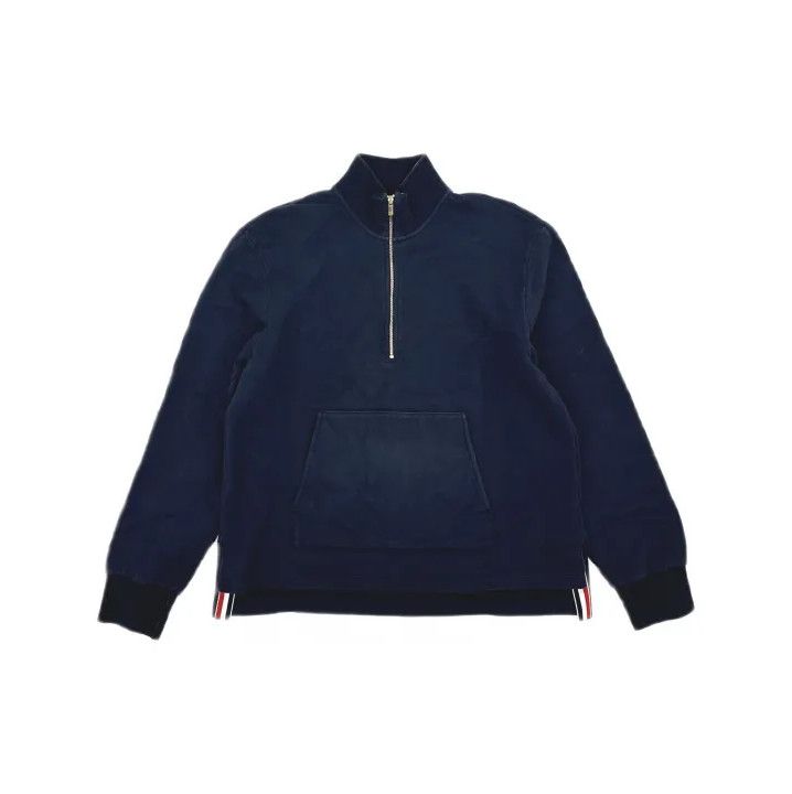 Thom Browne Thom Browne Blue Striped Half-Zip Sweatshirt Size US XXS / EU 40 - 2 Thumbnail