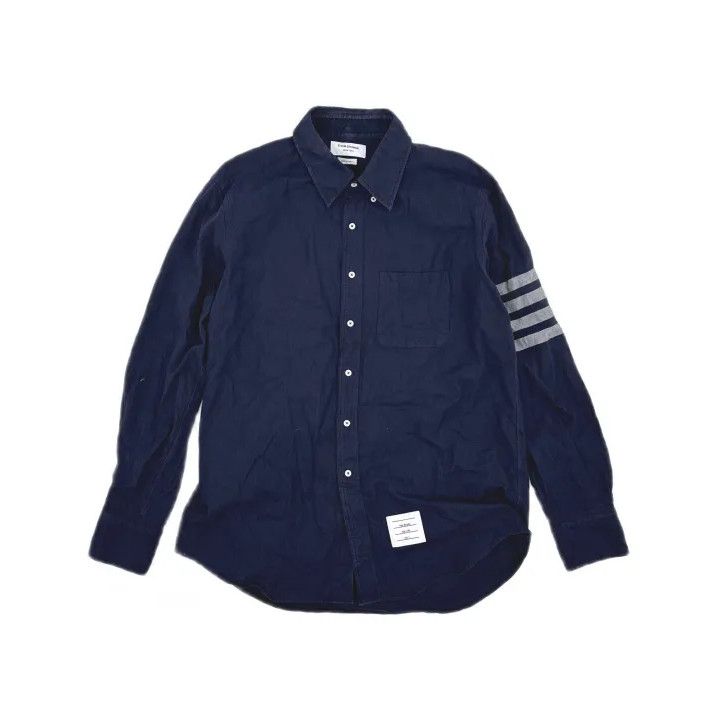 Thom Browne Thom Browne Classic Navy Long Sleeve Shirt Size US L / EU 52-54 / 3 - 2 Thumbnail