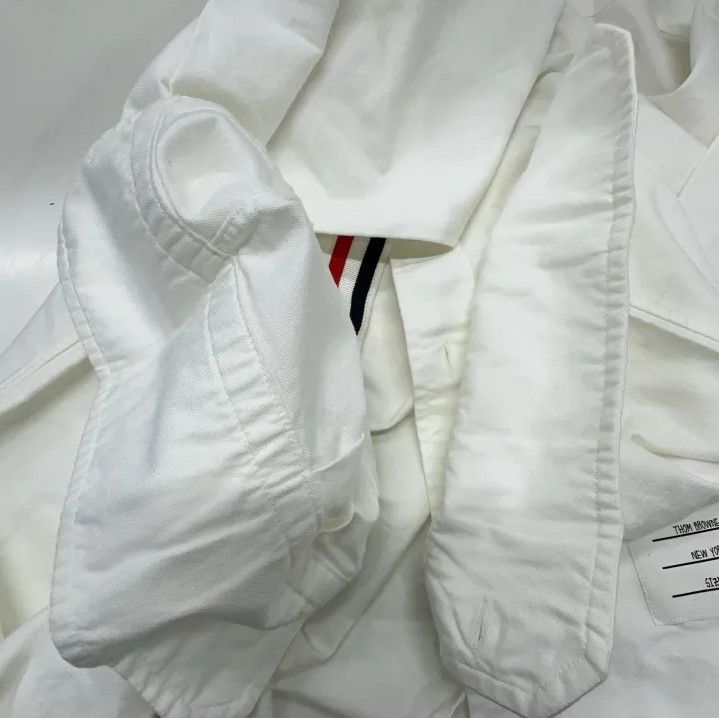 Thom Browne Thom Browne White Satin Oxford Long Sleeve Shirt Size US L / EU 52-54 / 3 - 7 Thumbnail