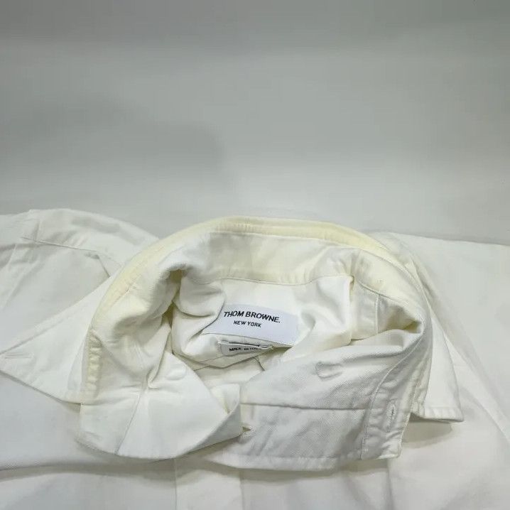 Thom Browne Thom Browne White Striped Long Sleeve Shirt Size US S / EU 44-46 / 1 - 8 Thumbnail