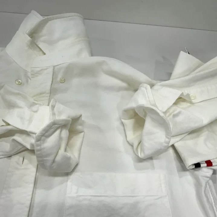 Thom Browne Thom Browne White Striped Long Sleeve Shirt Size US S / EU 44-46 / 1 - 11 Thumbnail