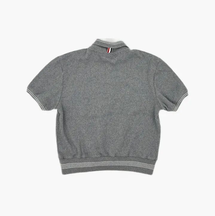 Thom Browne Thom Browne Gray Striped Knit Polo Shirt Size US L / EU 52-54 / 3 - 3 Thumbnail