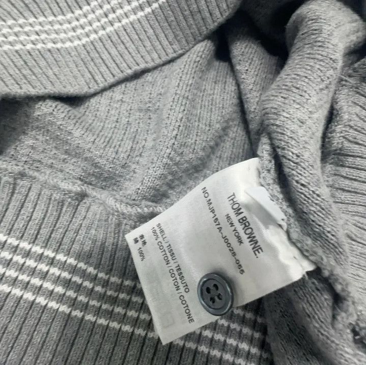 Thom Browne Thom Browne Gray Striped Knit Polo Shirt Size US L / EU 52-54 / 3 - 4 Thumbnail