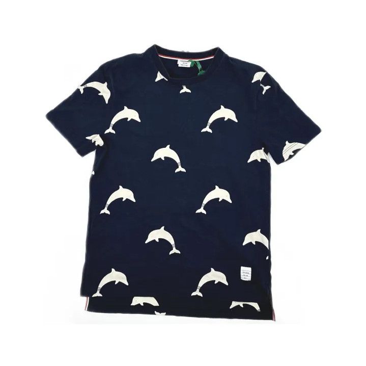 Thom Browne Thom Browne Dolphin Print Short Sleeve Tee Size US M / EU 48-50 / 2 - 2 Thumbnail