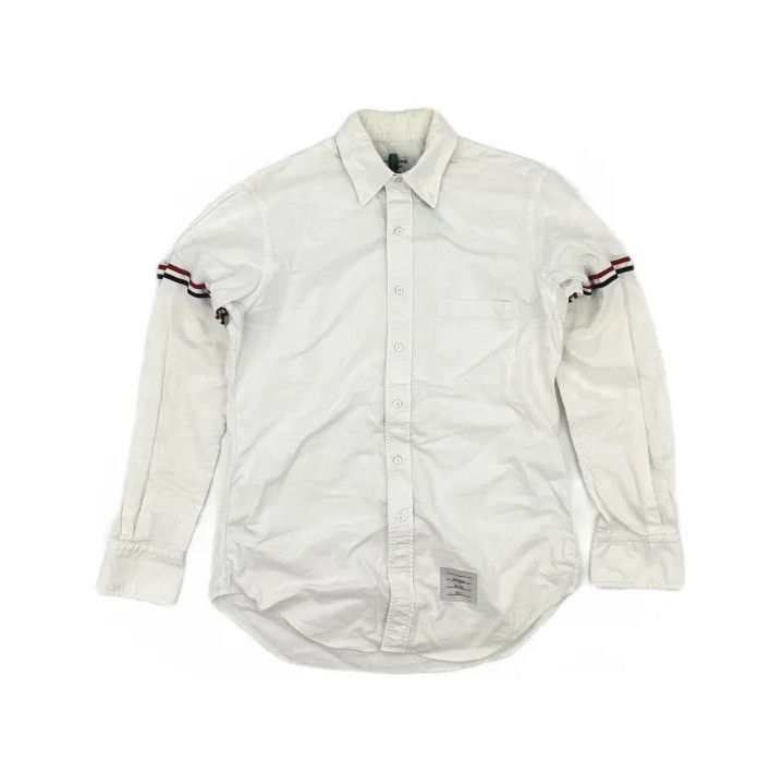 Thom Browne Thom Browne White Striped Long Sleeve Shirt Size US M / EU 48-50 / 2 - 2 Thumbnail