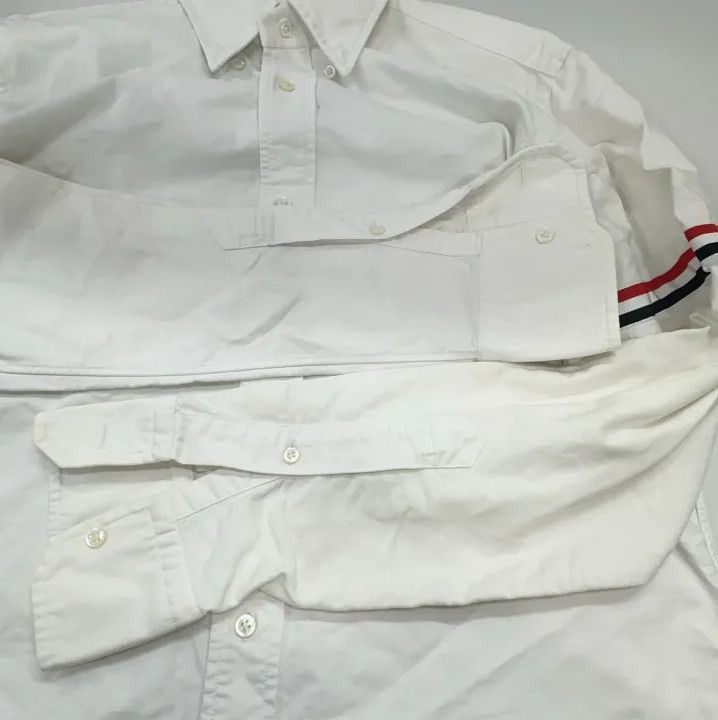 Thom Browne Thom Browne White Striped Long Sleeve Shirt Size US M / EU 48-50 / 2 - 10 Thumbnail
