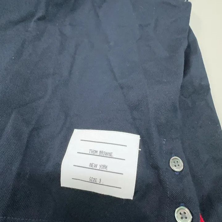 Thom Browne Thom Browne Navy Short Sleeve Polo Shirt Size US L / EU 52-54 / 3 - 6 Thumbnail