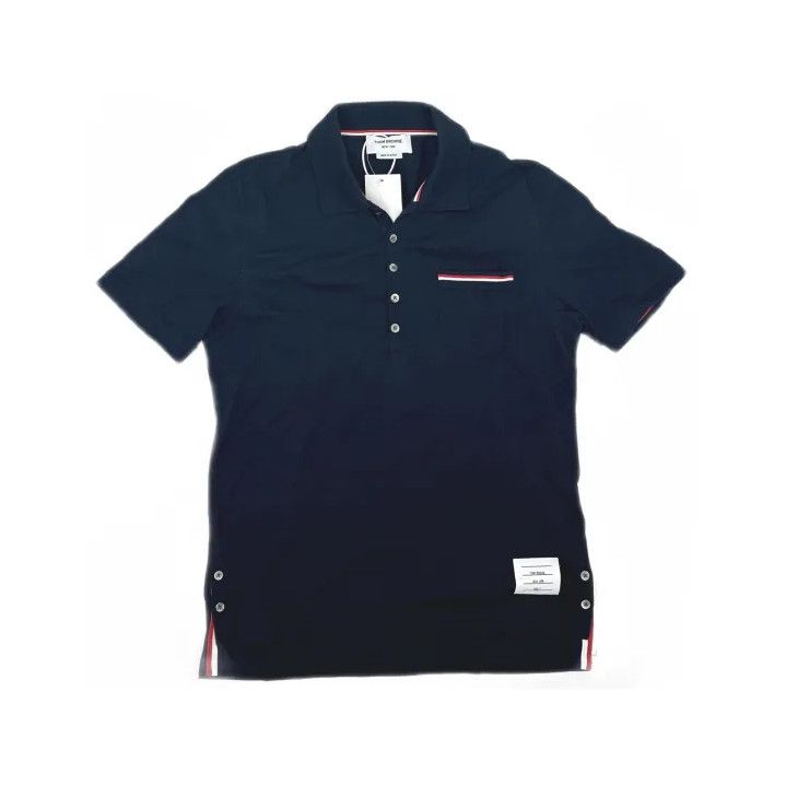 Thom Browne Thom Browne Navy Short Sleeve Polo Shirt Size US L / EU 52-54 / 3 - 2 Thumbnail
