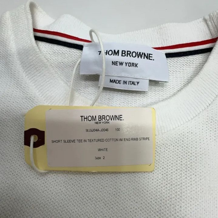 Thom Browne Thom Browne White Striped Short Sleeve T-Shirt Size US S / EU 44-46 / 1 - 5 Thumbnail