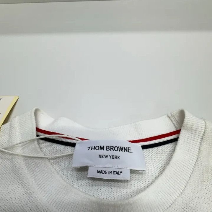 Thom Browne Thom Browne White Striped Short Sleeve T-Shirt Size US S / EU 44-46 / 1 - 4 Thumbnail