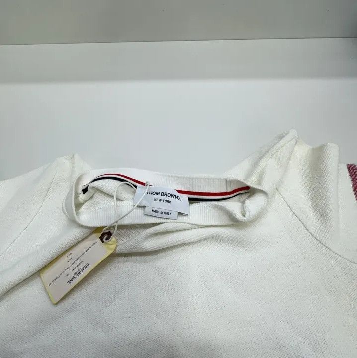 Thom Browne Thom Browne White Striped Short Sleeve T-Shirt Size US S / EU 44-46 / 1 - 7 Thumbnail