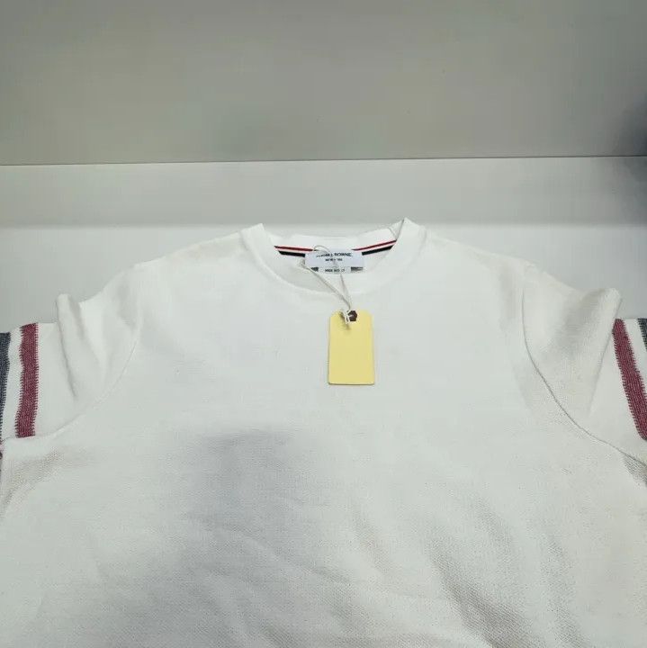 Thom Browne Thom Browne White Striped Short Sleeve T-Shirt Size US S / EU 44-46 / 1 - 6 Thumbnail