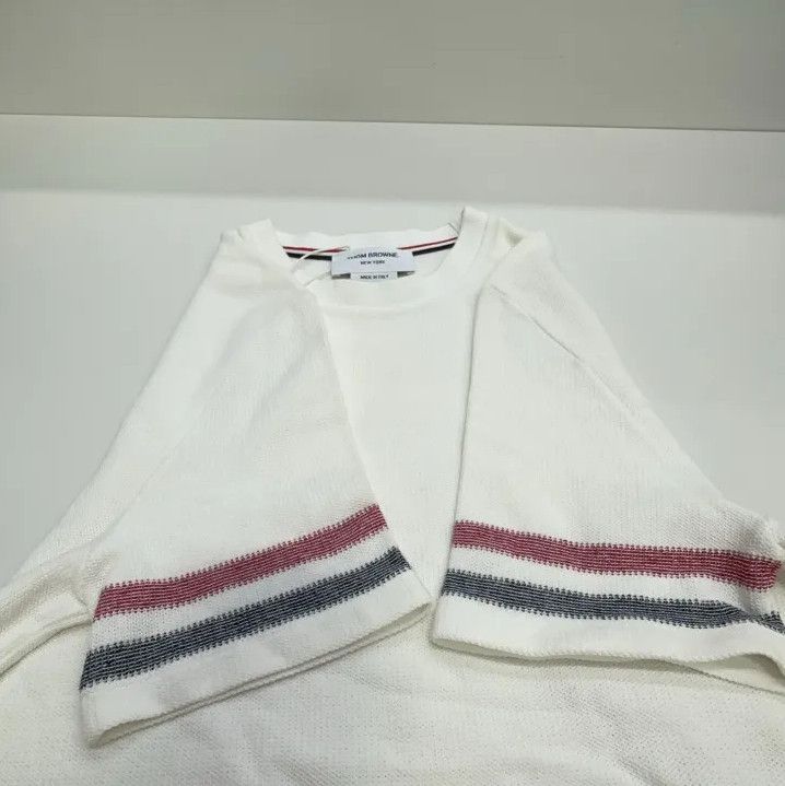 Thom Browne Thom Browne White Striped Short Sleeve T-Shirt Size US S / EU 44-46 / 1 - 8 Thumbnail