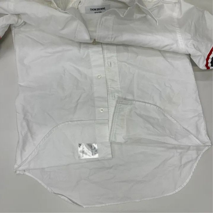 Thom Browne Thom Browne White Long Sleeve Shirt with Stripes Size US M / EU 48-50 / 2 - 8 Thumbnail