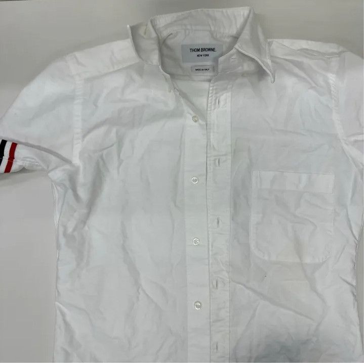 Thom Browne Thom Browne White Long Sleeve Shirt with Stripes Size US M / EU 48-50 / 2 - 5 Thumbnail