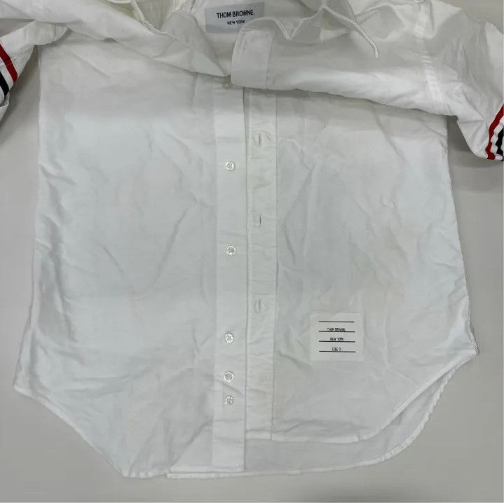 Thom Browne Thom Browne White Long Sleeve Shirt with Stripes Size US M / EU 48-50 / 2 - 7 Thumbnail