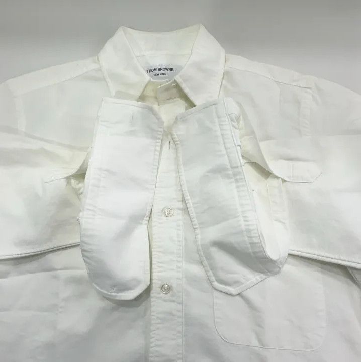 Thom Browne Thom Browne White Fitted Long Sleeve Shirt Size US S / EU 44-46 / 1 - 9 Thumbnail