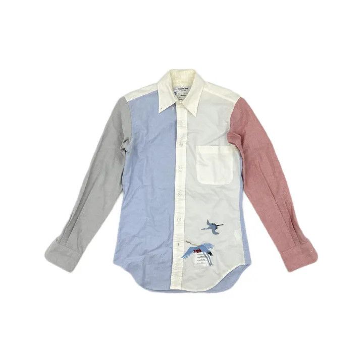 Thom Browne Thom Browne Color Blocked Embroidered Long Sleeve Shirt Size US S / EU 44-46 / 1 - 2 Thumbnail