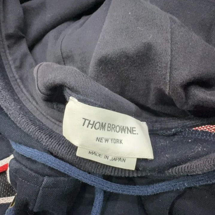 Thom Browne Thom Browne Navy Stripe Hooded Sweatshirt Size US L / EU 52-54 / 3 - 7 Thumbnail