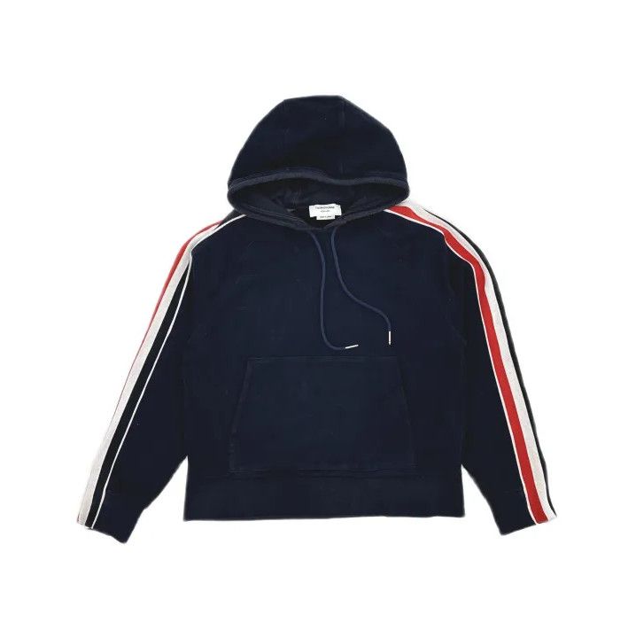 Thom Browne Thom Browne Navy Stripe Hooded Sweatshirt Size US L / EU 52-54 / 3 - 2 Thumbnail