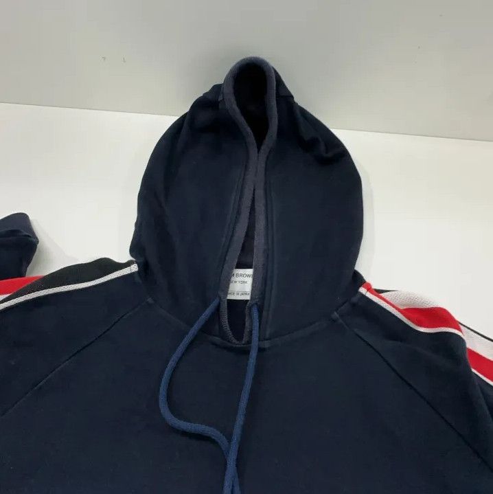 Thom Browne Thom Browne Navy Stripe Hooded Sweatshirt Size US L / EU 52-54 / 3 - 10 Thumbnail