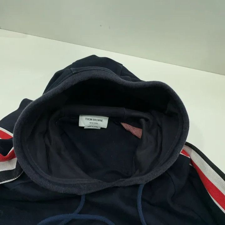 Thom Browne Thom Browne Navy Stripe Hooded Sweatshirt Size US L / EU 52-54 / 3 - 8 Thumbnail