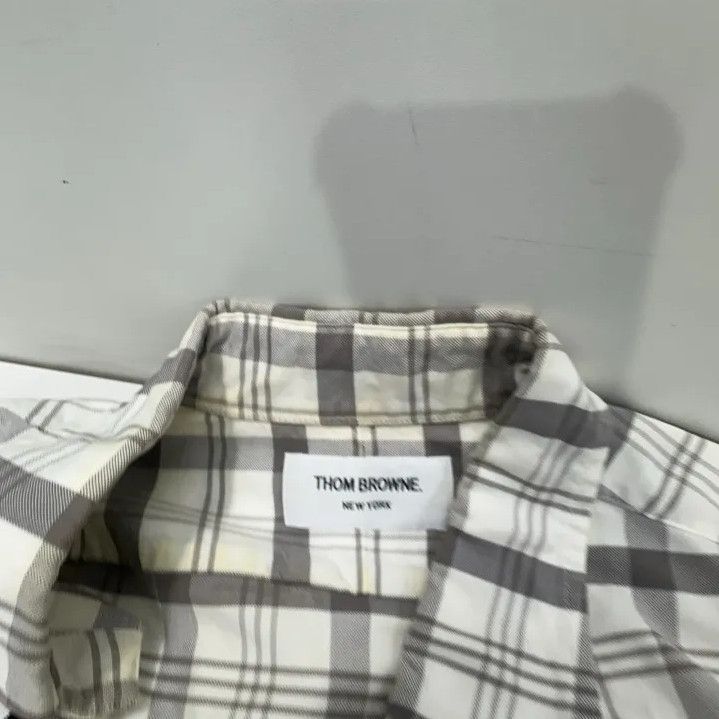 Thom Browne Thom Browne Gray and White Plaid Long Sleeve Shirt Size US S / EU 44-46 / 1 - 6 Thumbnail