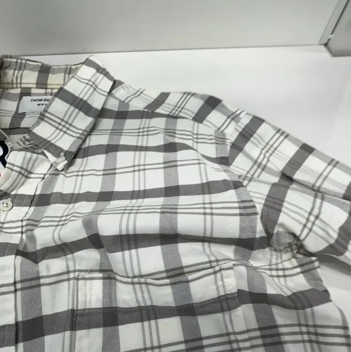 Thom Browne Thom Browne Gray and White Plaid Long Sleeve Shirt Size US S / EU 44-46 / 1 - 12 Thumbnail