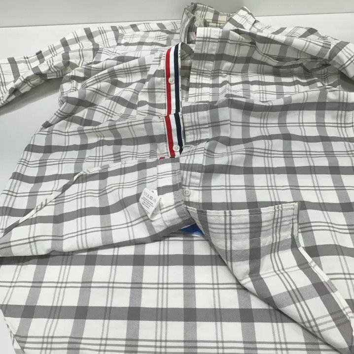 Thom Browne Thom Browne Gray and White Plaid Long Sleeve Shirt Size US S / EU 44-46 / 1 - 8 Thumbnail