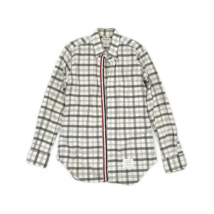 Thom Browne Thom Browne Gray and White Plaid Long Sleeve Shirt Size US S / EU 44-46 / 1 - 2 Thumbnail
