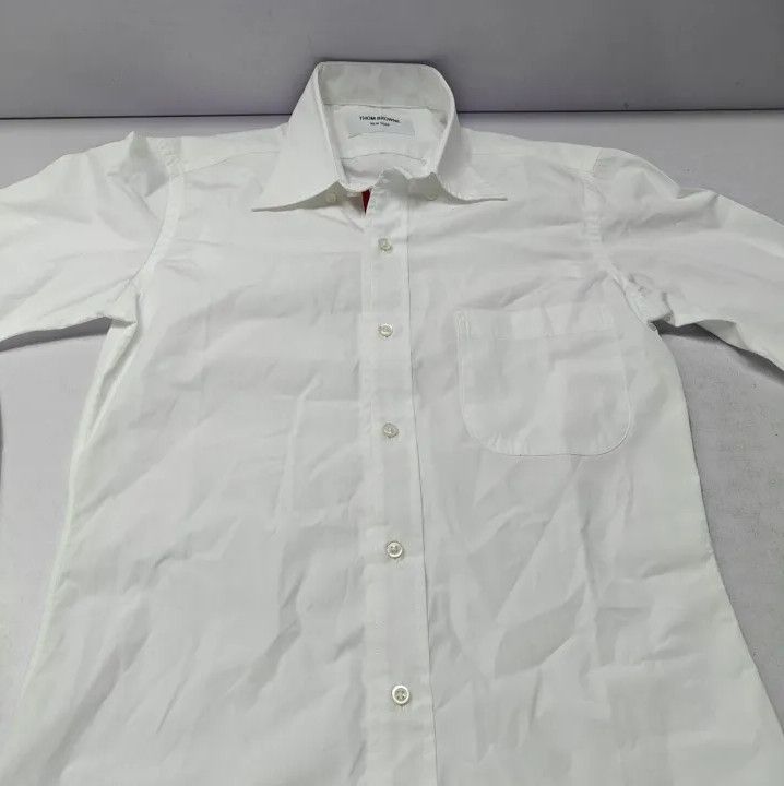 Thom Browne Thom Browne White Satin Long Sleeve Shirt Size US M / EU 48-50 / 2 - 9 Thumbnail