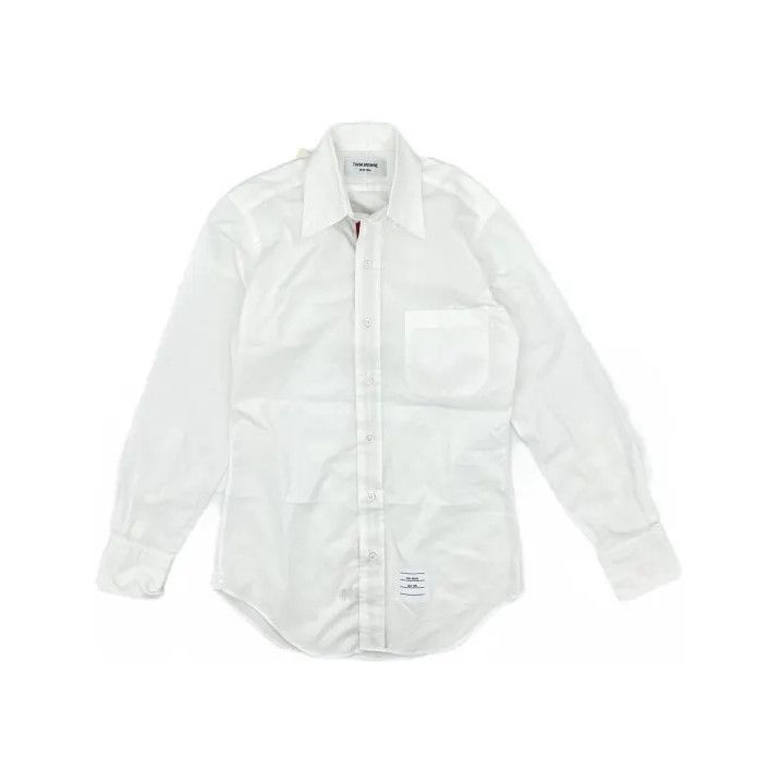 Thom Browne Thom Browne White Satin Long Sleeve Shirt Size US M / EU 48-50 / 2 - 2 Thumbnail