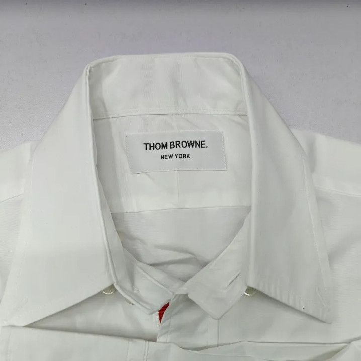 Thom Browne Thom Browne White Satin Long Sleeve Shirt Size US M / EU 48-50 / 2 - 4 Thumbnail