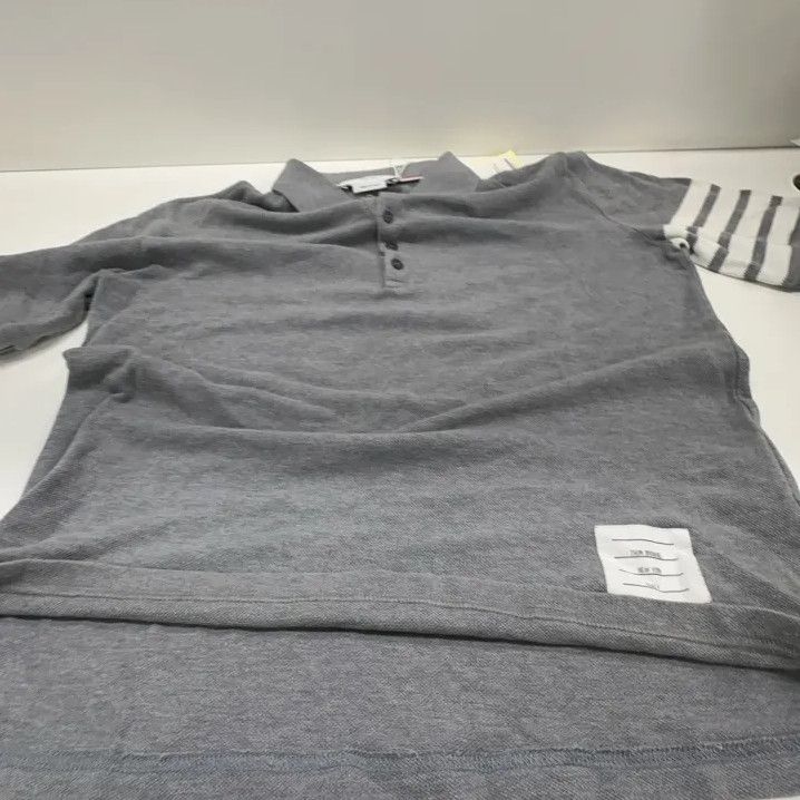 Thom Browne Thom Browne Gray Short Sleeve Polo Shirt Size US XS / EU 42 / 0 - 9 Thumbnail