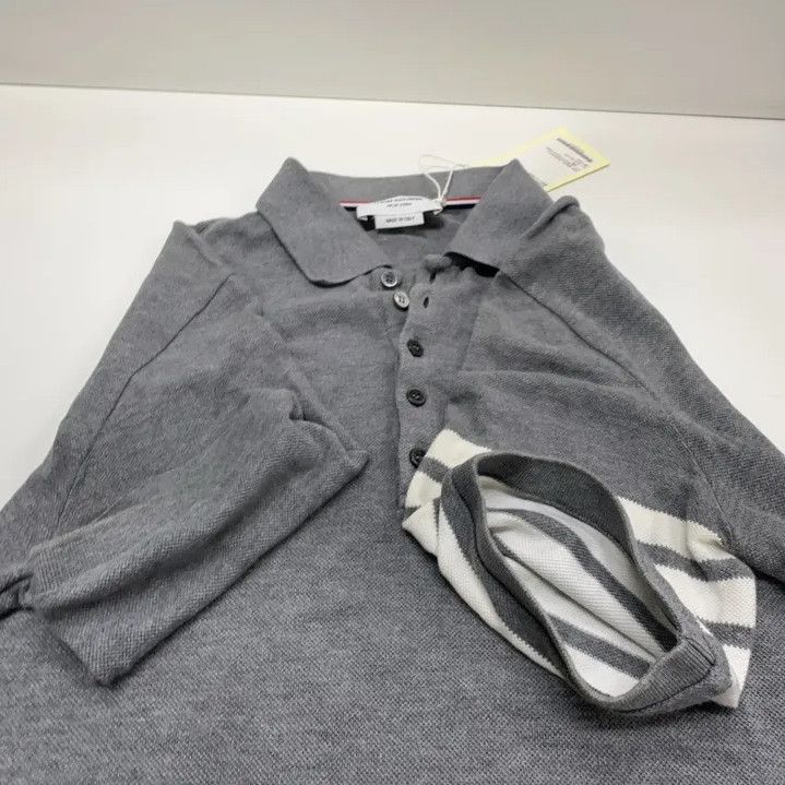 Thom Browne Thom Browne Gray Short Sleeve Polo Shirt Size US XS / EU 42 / 0 - 11 Thumbnail