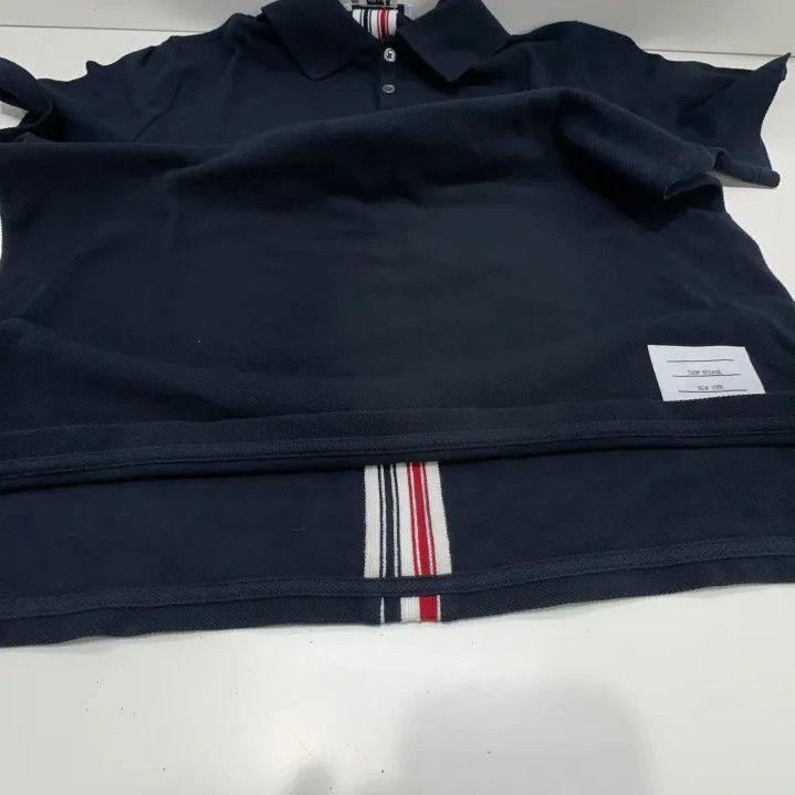 Thom Browne Thom Browne Navy Blue Short Sleeve Polo Shirt Size US S / EU 44-46 / 1 - 11 Thumbnail