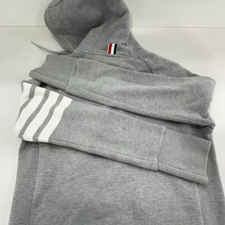 Thom Browne Thom Browne Gray Classic Striped Hoodie Jacket Size US M / EU 48-50 / 2 - 13 Thumbnail