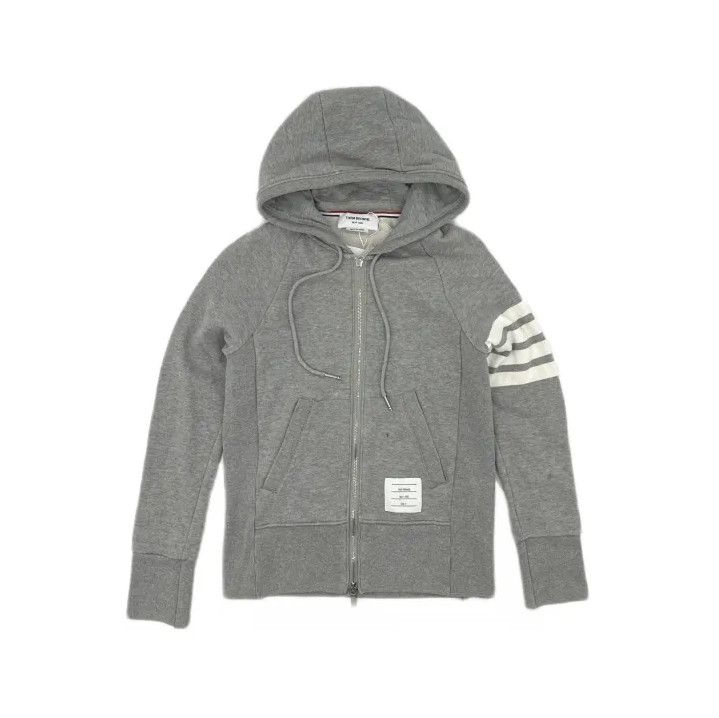 Thom Browne Thom Browne Gray Classic Striped Hoodie Jacket Size US M / EU 48-50 / 2 - 2 Thumbnail