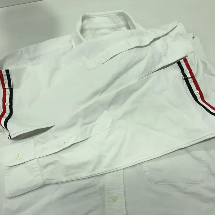 Thom Browne Thom Browne White Striped Long Sleeve Shirt Size US S / EU 44-46 / 1 - 10 Thumbnail