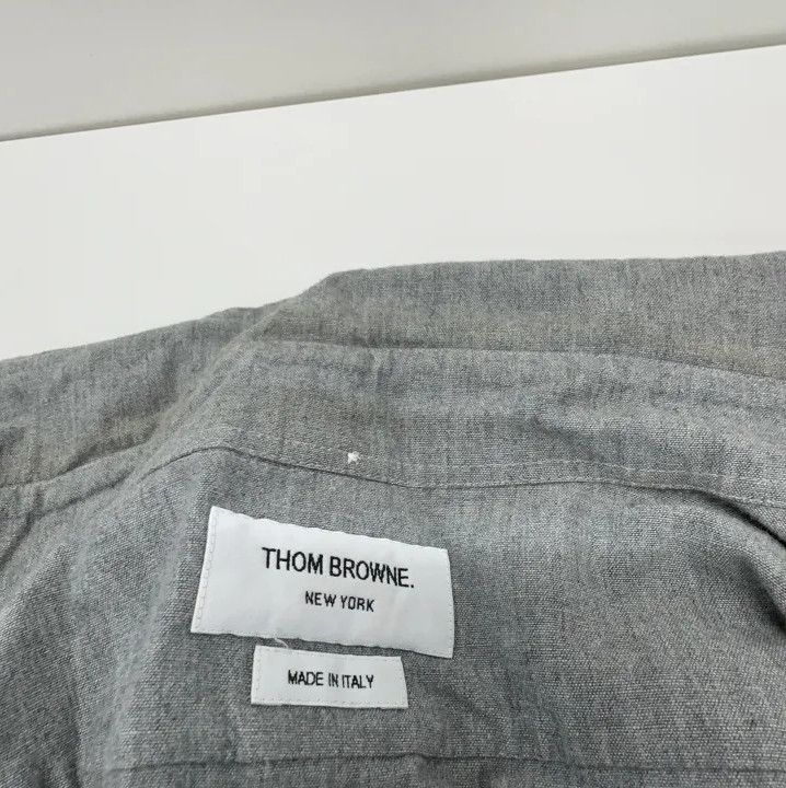 Thom Browne Thom Browne Gray Striped Long Sleeve Shirt Size US M / EU 48-50 / 2 - 6 Thumbnail