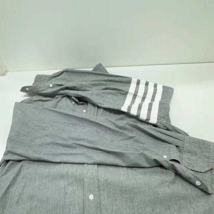 Thom Browne Thom Browne Gray Striped Long Sleeve Shirt Size US M / EU 48-50 / 2 - 9 Thumbnail