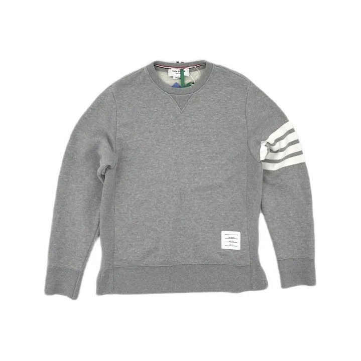 Thom Browne Thom Browne Classic Grey Crewneck Sweatshirt Size US L / EU 52-54 / 3 - 2 Thumbnail