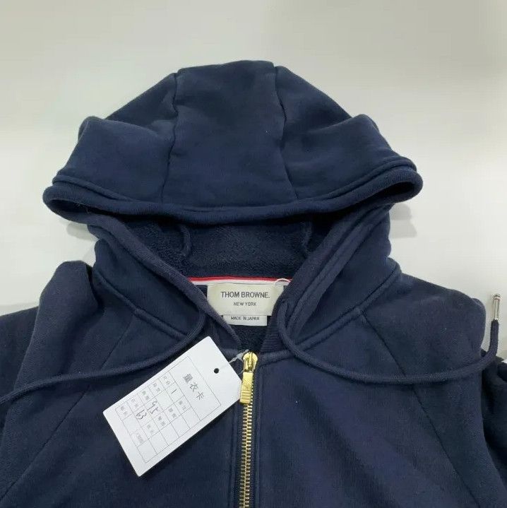 Thom Browne Thom Browne Classic Hooded Zip Jacket in Navy Size US S / EU 44-46 / 1 - 8 Thumbnail