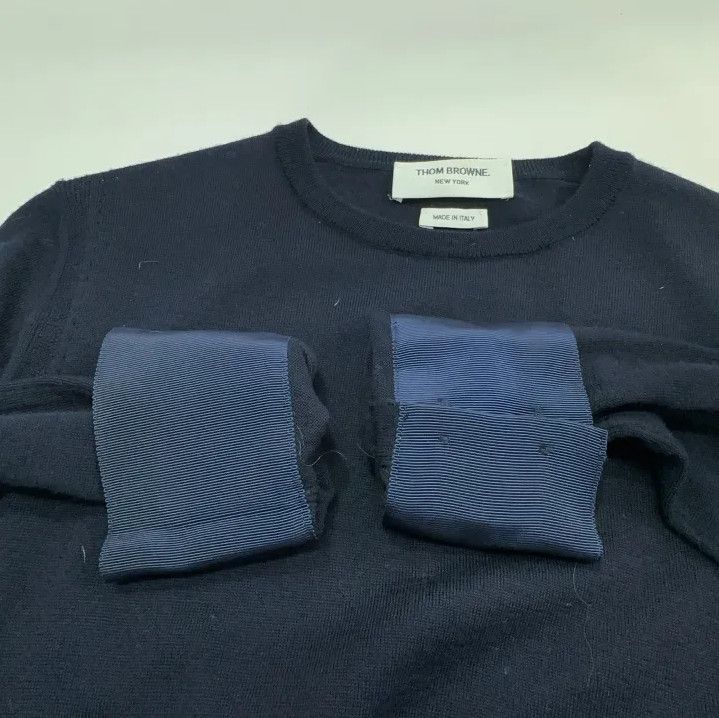 Thom Browne Thom Browne Navy Long Sleeve Cashmere Sweater Size US M / EU 48-50 / 2 - 10 Thumbnail
