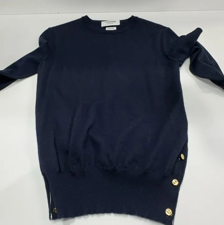 Thom Browne Thom Browne Navy Long Sleeve Cashmere Sweater Size US M / EU 48-50 / 2 - 12 Thumbnail