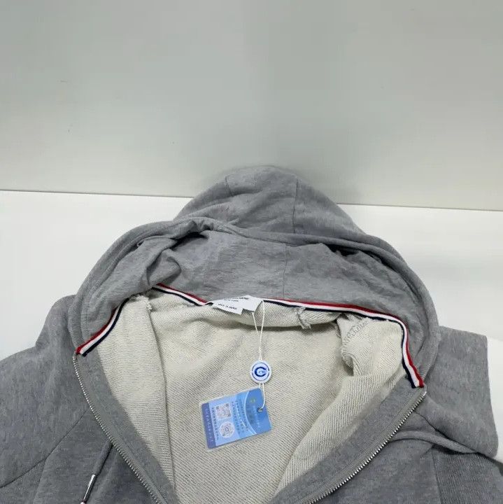 Thom Browne Thom Browne Gray Classic Zip Hoodie with Stripes Size US XS / EU 42 / 0 - 5 Thumbnail
