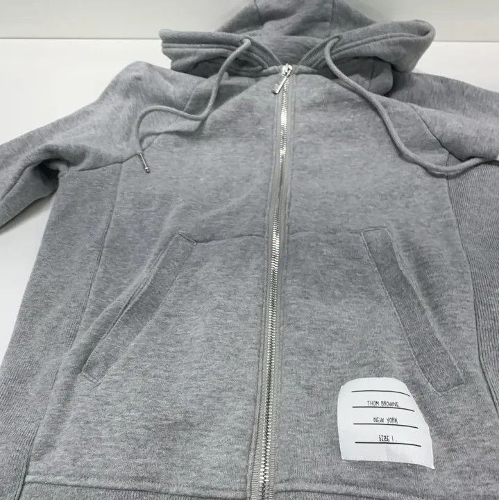 Thom Browne Thom Browne Gray Classic Zip Hoodie with Stripes Size US XS / EU 42 / 0 - 7 Thumbnail